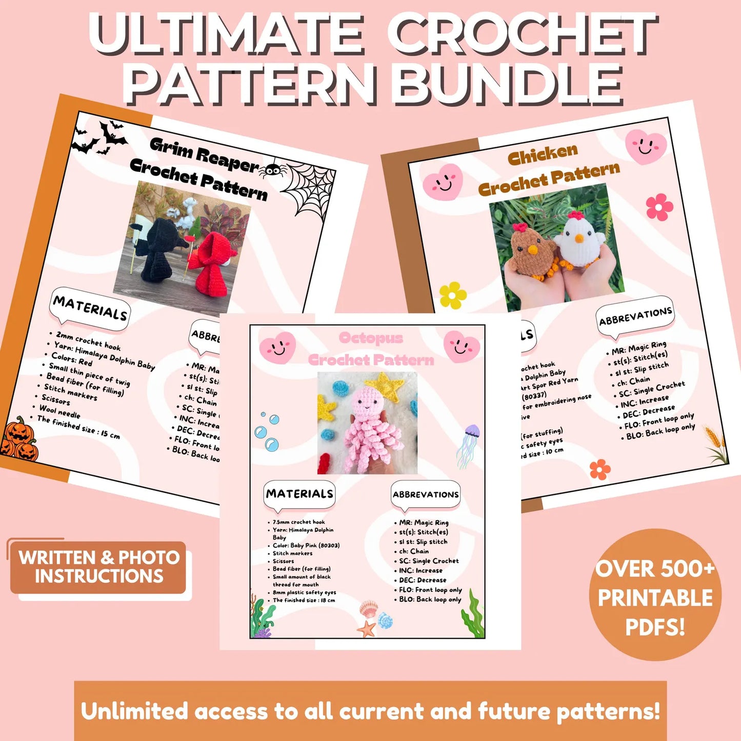 500+ Crochet Pattern Bundle – Amigurumi, Animals & Holidays